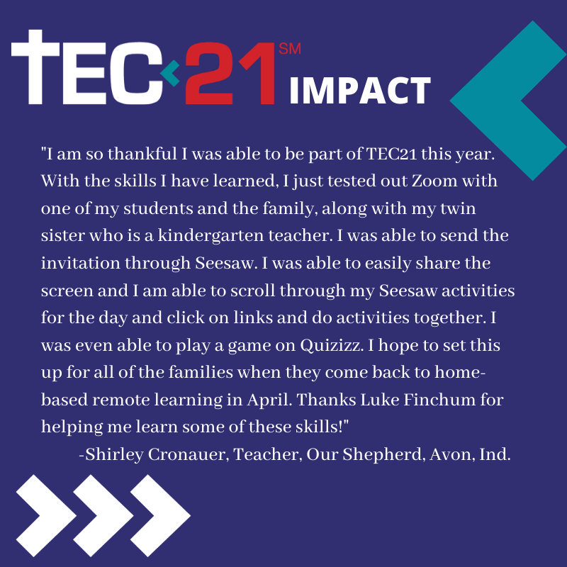 With testimonies like this, we are seeing now more than ever how important our program is to bring teachers serving in Lutheran schools together to learn, grow and connect! Relationships. That's what TEC21 is all about!  Here is the link to register - tec21connect.com/registration/.