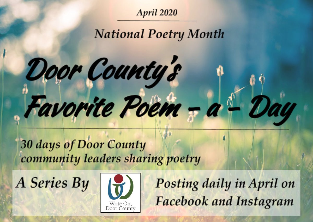 Door County community leaders reading poetry! Starts tomorrow at noon. Join us on Facebook and Instagram for 30 days of poems facebook.com/writeondoorcou…