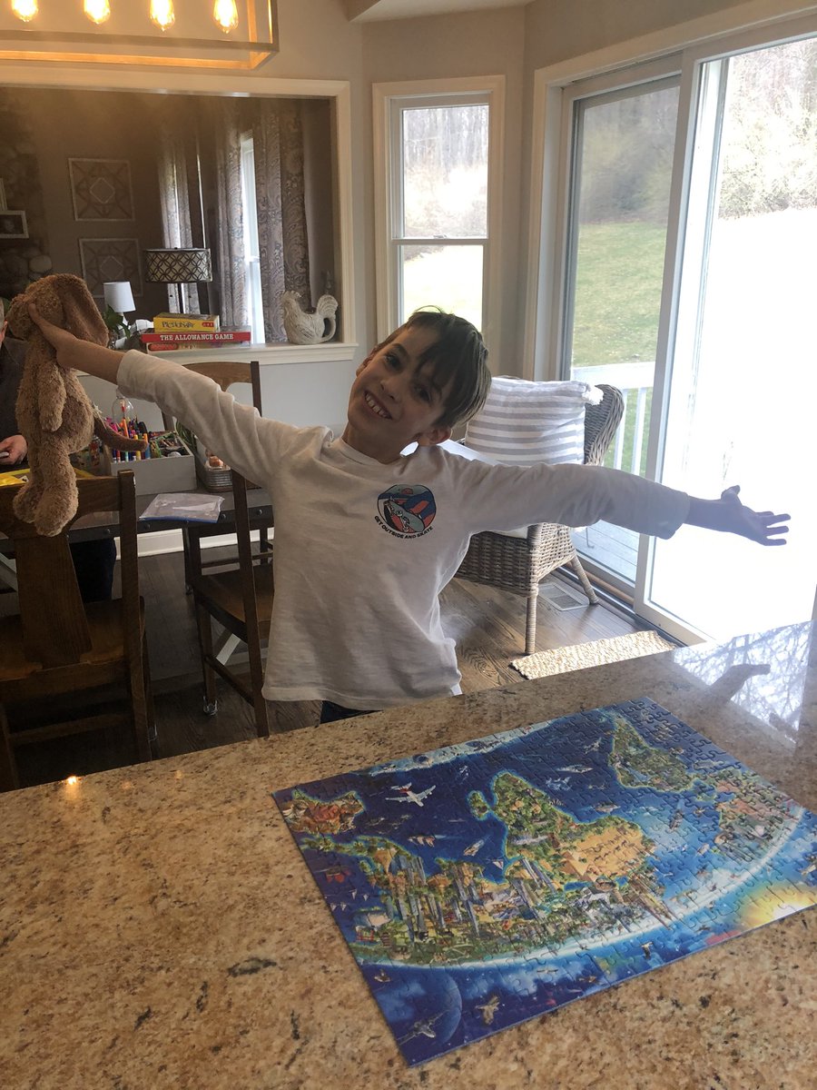 Mindful Monday at the Miller house is working on a puzzle.