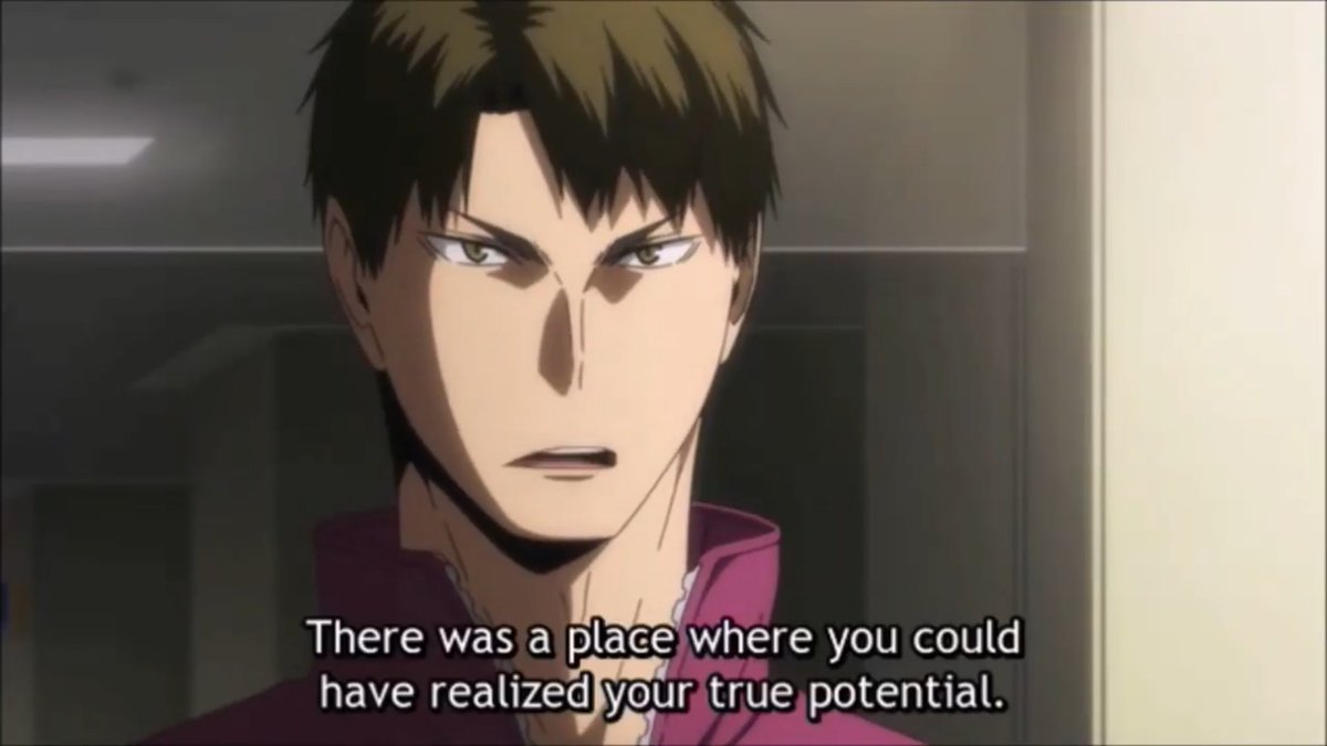 and once they get to highschool, the only thing ushijima has to say to oikawa is "you should've come to shiratorizawa". i know this is often used as a meme (and rightfully so, i use it myself it's fucking hilarious) but i can really understand the rage oikawa must've felt.