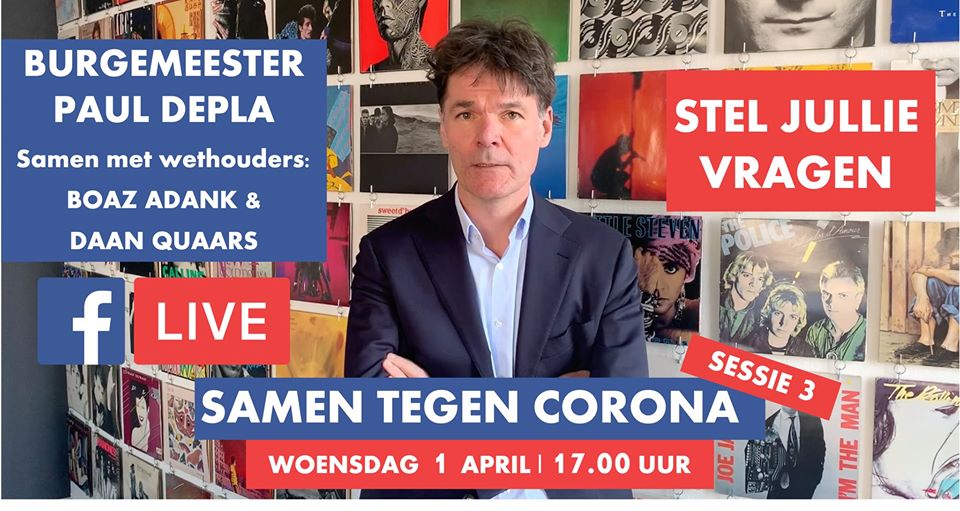 Vragen over sport of evenementen en de aanpak van de Corona-crisis? Stel ze morgenavond om 17.00 uur aan wethouder <a href="/DaanQuaars/">Daan Quaars</a> tijdens de 3e Facebook Live sessie van Gemeente Breda. Onder de post op de FB-pagina van <a href="/breda/">Gemeente Breda</a> kun je alvast jouw vraag stellen.