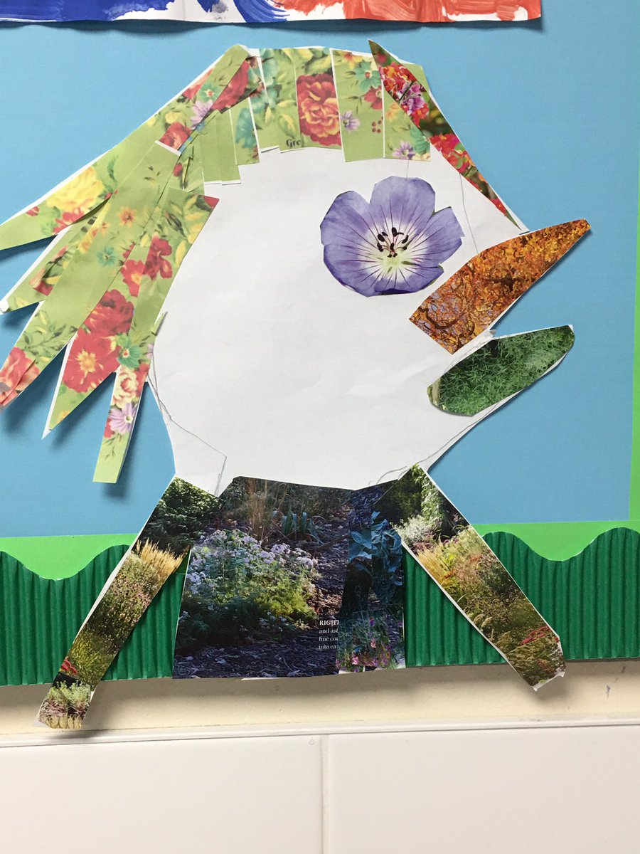 sarahfirth11's tweet photo. @BishopKingCoE Art again today, using flowers from magazines to collage a face 😀 All looks good on our display board 👍 https://t.co/C5pJXSBqCf