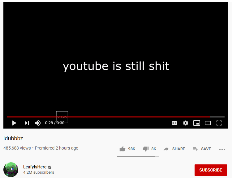 BeforeYandere's tweet photo. LeafyIsHere started his commentary YouTube career (which arguably kickstarted the genre), left the site, and then came back with a new video to dunk on Idubbbz; all before Yandere Simulator finished development. https://t.co/N0nWup1Oef