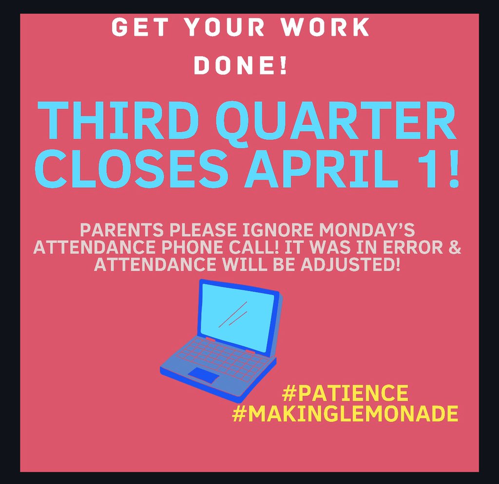 NHS_Magnet's tweet photo. Quarter 3 was extended to April 1. Students please get your work in and uploaded to your teachers! @Hurricane_AP @nehs_sga @NEHSBRACE @NEHS2020 @CoachTwai @Coach_Bscott34 @coachdgatewood @theballcoach76 @NEHSYearbooks @NEHS_Feminist @NEkeyclub @kendrawalton24 @SBBCBrinkworth https://t.co/rIdNObDB54