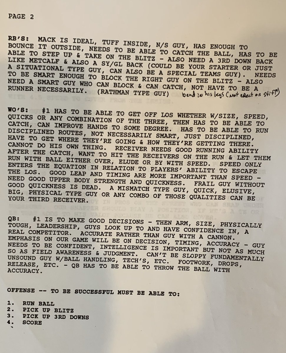 MoveTheSticks's tweet image. I think you’ll enjoy this... We were given this handout during a scout school from my time with the Ravens. Coach Belichick has held true to almost all of this over the years.