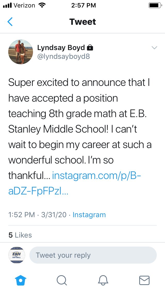 EHC_SB's tweet photo. Congratulations Lyndsay!! We are so proud of you! #CoachBoyd https://t.co/ODgUSJh9mp