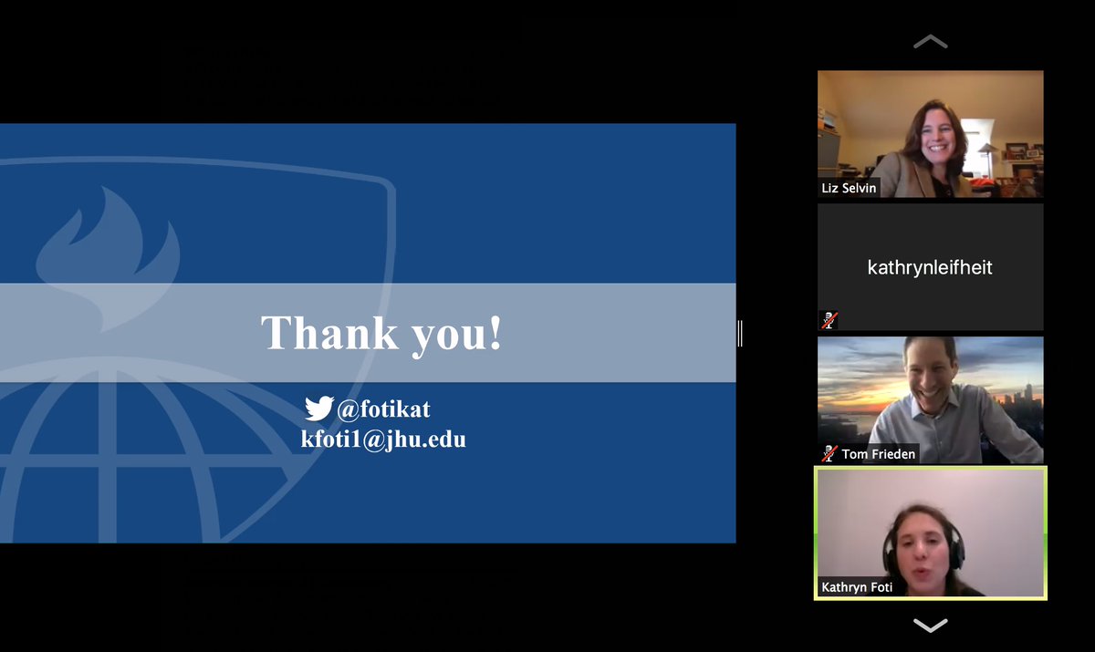 LeifScience's tweet photo. When the former director of the CDC very casually joins your cohort-mate's PhD defense! Congrats Dr. @fotikat! You rocked it! @JohnsHopkinsEPI https://t.co/lKsBDakRe8