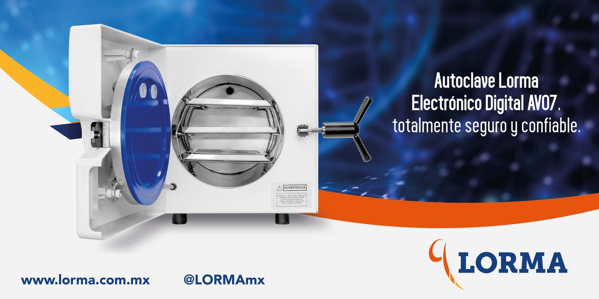 lormamx's tweet photo. El #Autoclave Lorma Electrónico Digital AV07 cuenta con programas de #esterilización precisos controlados de manera automática. Hasta 135 Cº por 10 minutos conforme  USP, ADA y NOM. 

Contáctenos al: (222) 247-3000 y (222) 261-1123
#BioSeguridad #Dental #Sterilize #LabSafety https://t.co/XBsOiB41CS