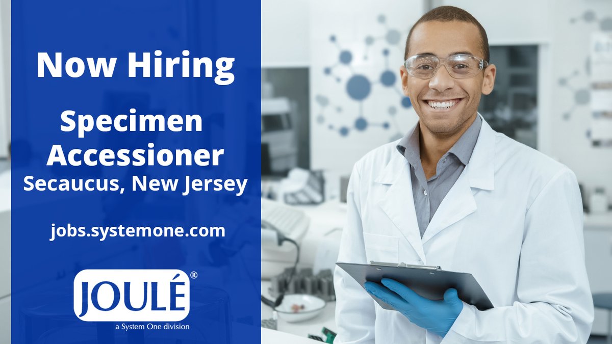 System One on Twitter: "We're looking for a Specimen Accessioner:  https://t.co/iHBUOC1zvj. Must have AS/BS in #Biology, #Medical #Technology,  or other related #science. #laboratory #jobs #jobalerts  https://t.co/YBdNUhrCZG" / Twitter
