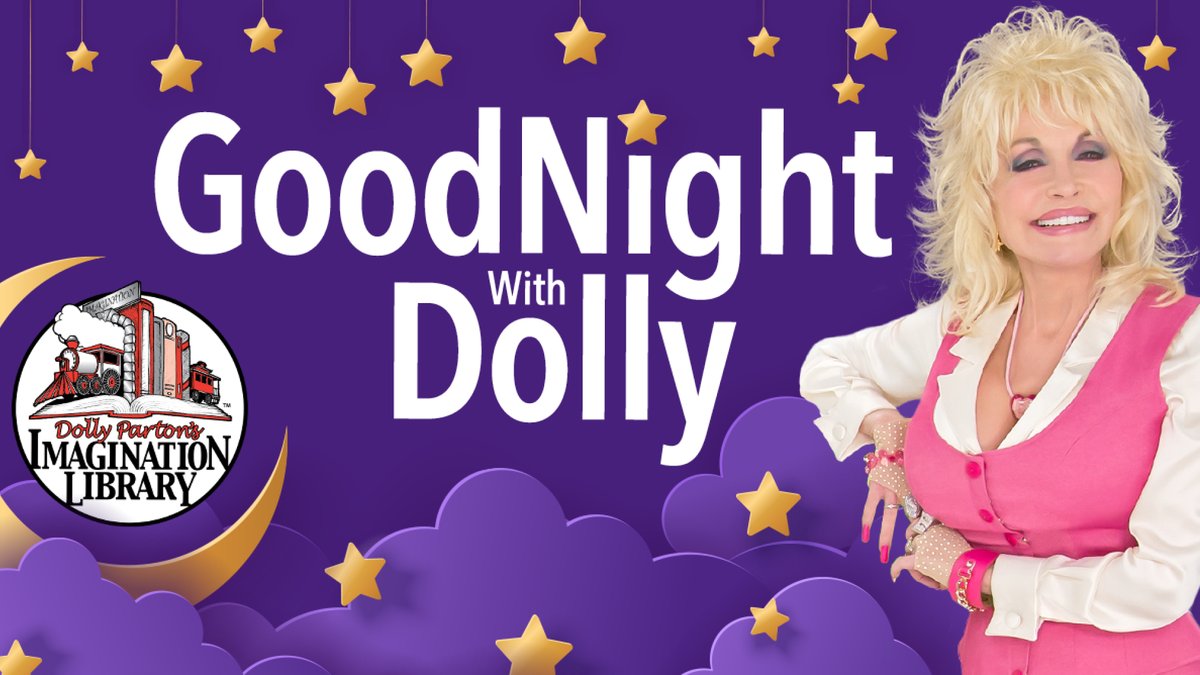 DELibraries's tweet photo. Goodnight with Dolly, a 10-week series where Dolly will read aloud books from the Imagination Library program. The series will start on Thursday, April 2, 2020, at 7:00 PM EDT! https://t.co/srY6BNW86j #imaginationlibrary#MyFirstLibraryCardDE #firstchancede #delawarelibraries https://t.co/A61dgjMKKb