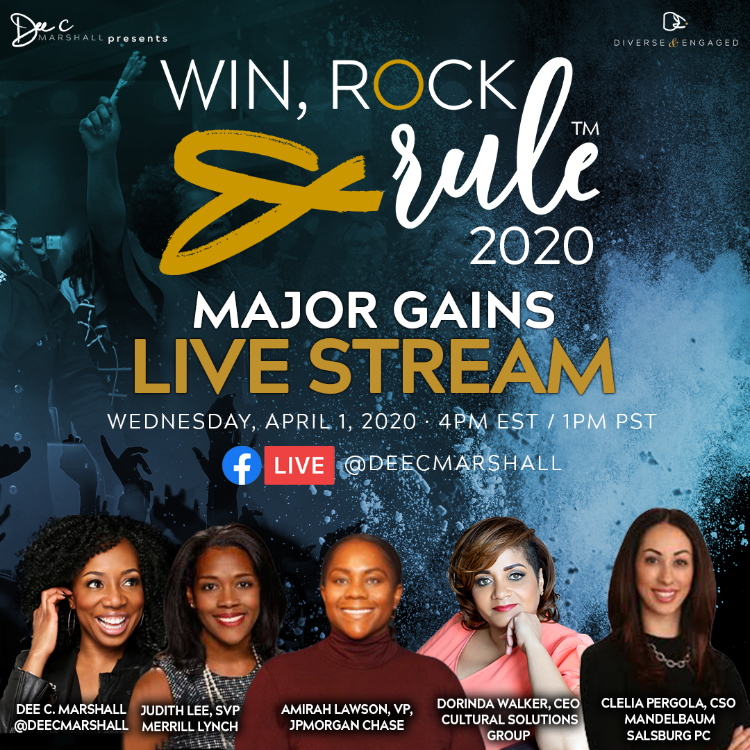 DeeCMarshall's tweet photo. Join me on Facebook tomorrow, 4/1 for the Win, Rock & Rule #MajorGains Live Stream Part 2! Our guest experts will share their genius and give us action ideas on how to spend our QUARANTINE TIME. Follow my Facebook page and turn on your notifications to join! #BoldMove https://t.co/yOAiZ5chmZ