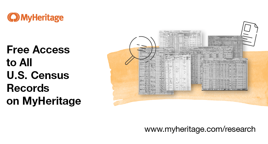 MyHeritage's tweet photo. We hope that you're able to make some fascinating #familyhistory discoveries among our U.S. #censusrecords, #free to access through April 5th. https://t.co/UhbFwvlncH https://t.co/ndUvdaCgvA