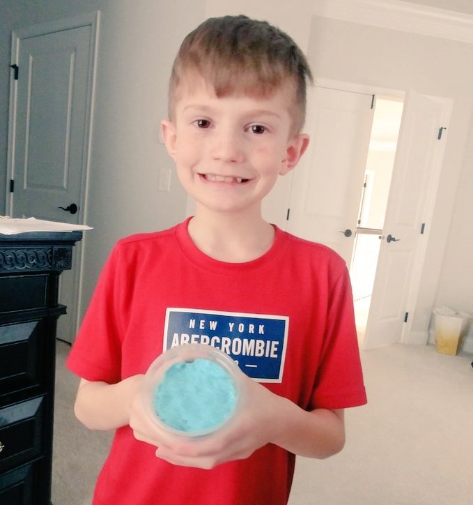 Collin's science project challenge from Mrs. Zale today - slime! <a href="/megan_zale/">Megan Zale</a> <a href="/SLCSHardy/">Hardy Elementary</a>