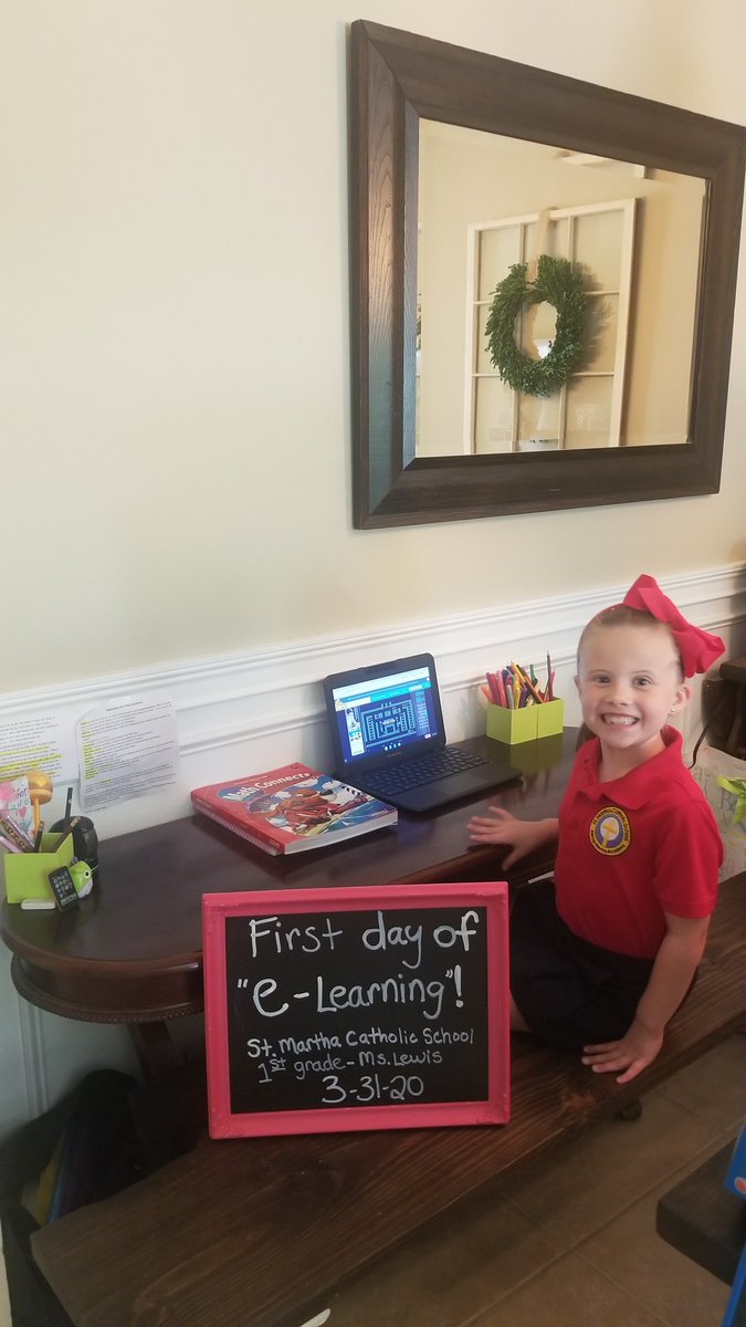 StMarthaCS's tweet photo. THANK YOU to all of our students, parents/guardians, faculty and staff for a great first day of #eLearning! #ExcellenceInKnowledge https://t.co/W8CkDw7pfG