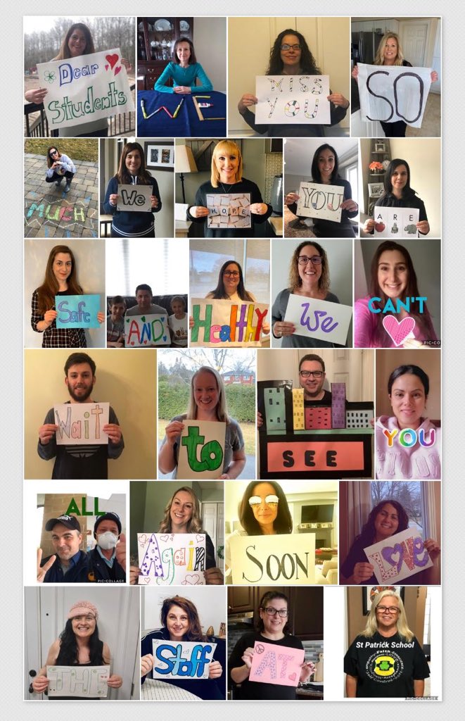 stpatsDPCDSB's tweet photo. A very special message from the St Patrick Staff.  Stay safe. We miss you. @DPCDSBSchools https://t.co/LcfIFsGQ3Z