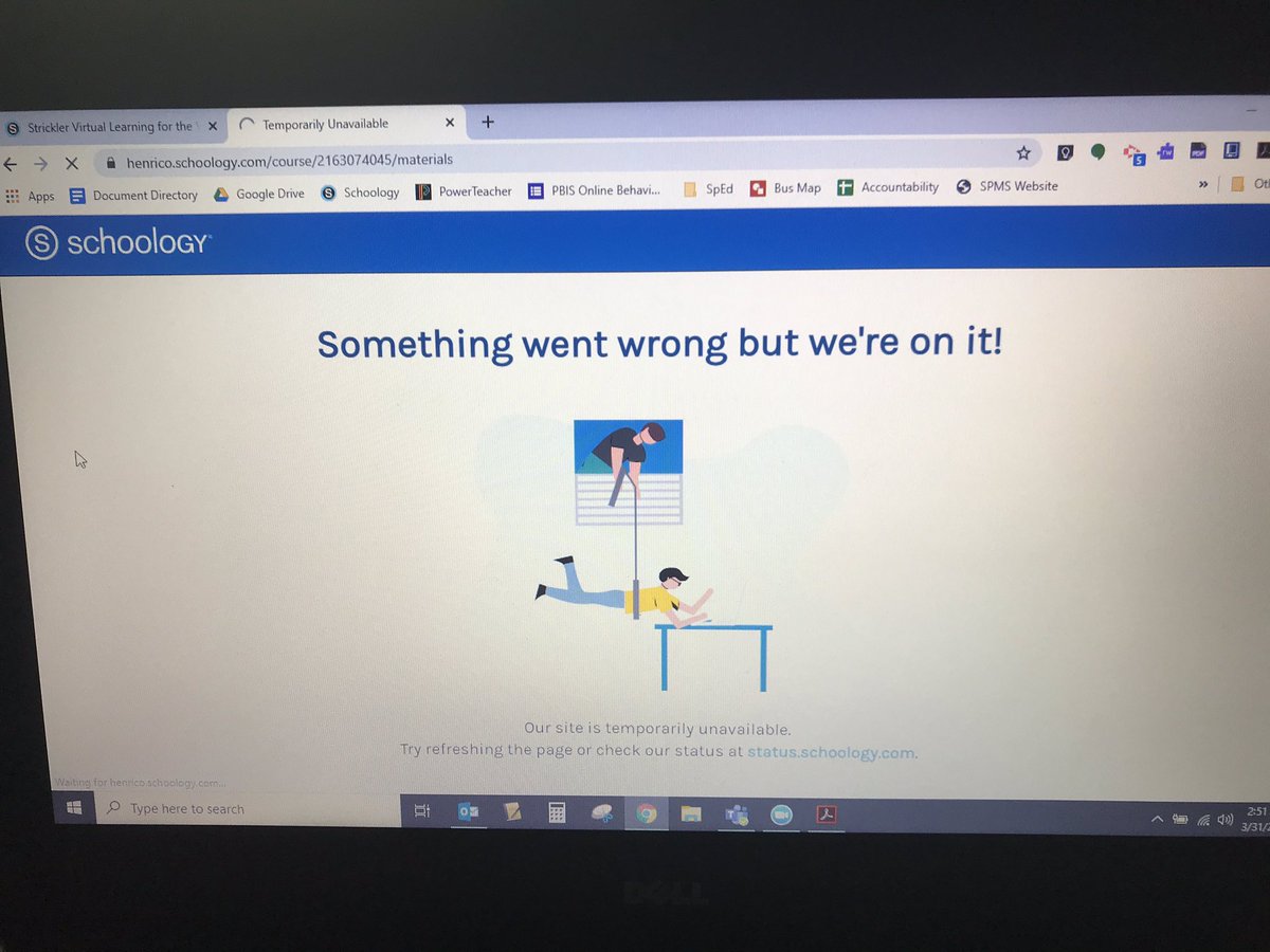 miss_strickler's tweet photo. @Schoology I know you’re doing your best, but this frustrating to see every.other.time. I click ANY button through the platform! 😩 The connection to Google Drive with assignments is exceptionally bad at the moment as well. https://t.co/6kZ7VYggKo