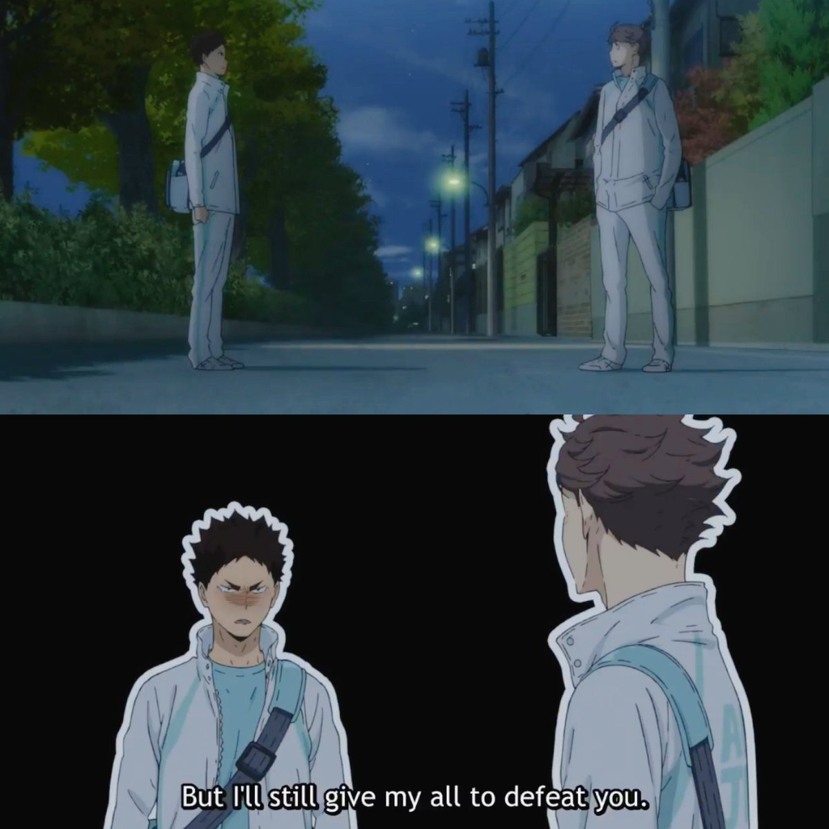 AND HOW THEY WON'T GIVE UP ON THEIR RIVALRY WITH EACH OTHER? GODDAMMIT YALL. and when they showed clips of babie/middle school/early high school iwaoi i literally fucking CRIED. GOD. THESE TWO. HOW COULD YOU SEPARATE THEM FURUDATE??? WHYYYYY