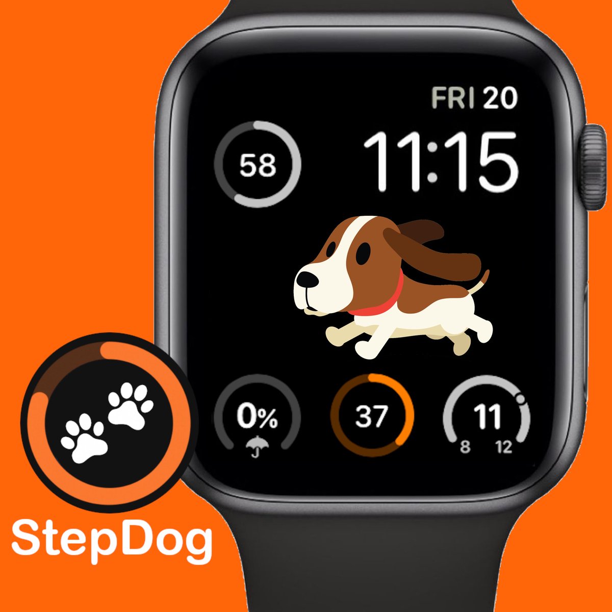 oro82200853's tweet photo. I added this #dog to my #AppleWatch face using the #StepDog app. It falls asleep each day when I hit my step goal ⌚️🐶👟 https://t.co/ez5EVmlRau https://t.co/kaV2Mc39BT