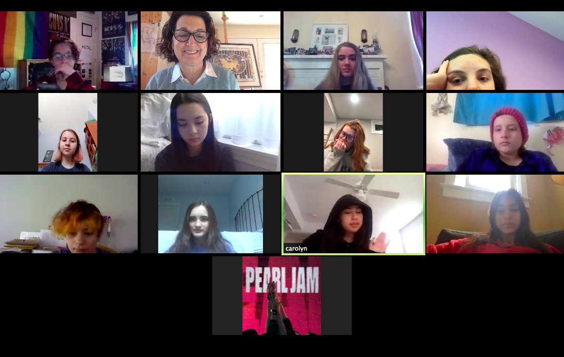 HBWArt's tweet photo. My virtual life @HBWArt  @HBWProgram is not the same but I am SO glad that these kiddos show up to chat, check in &amp; look forward! https://t.co/SHYZoTD7sN