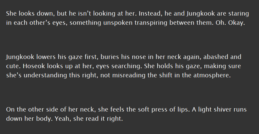 sopekook, e, 6k || au, min yoonji, sometimes u feel sad and then you have a threesome with ur fuckboy friends to try and feel less so || emotional and liminal and incredibly hot, do NOT let the sadness scare you away bc it's so safe and beautiful  https://archiveofourown.org/works/16744360 