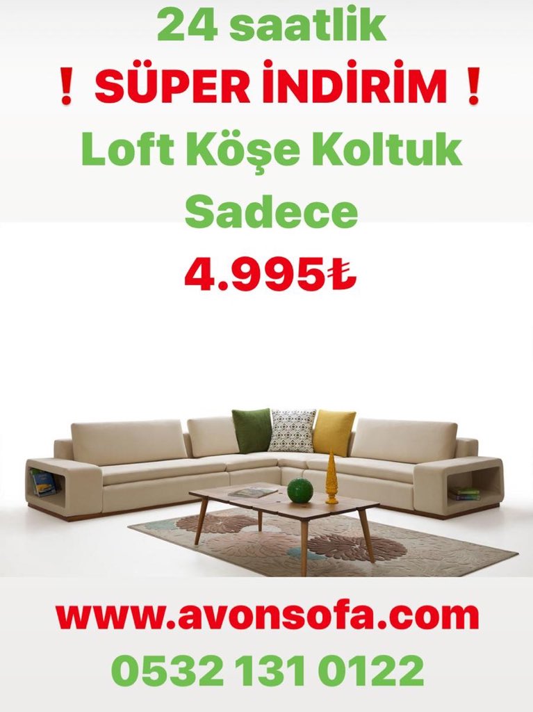 ❤️SÜPER İNDİRİM❤️
Loft köşe takımı 4995₺
İndirim süresi 24 saattir.
Fırsatı kaçırmayın‼️
Sınırlı fırsattan Avonsofa Mağazalarından avonsofa.com ve Whatsap 0532 131 01 22 üzerinden yararlanabilirsiniz.

#indirim #süper #vaka13531 Kiğılı Vakıfbak  #antalya #ankara