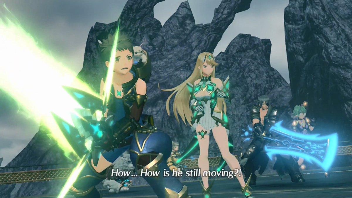 I've said it before but I truly adore how Xenoblade 2 makes it's strong characters really feel powerful. Jin is technically limited by Kasumi's ability to stop a blade's movements but all that really does is make him not curb stomp the party immediately.  #Xenoblade2