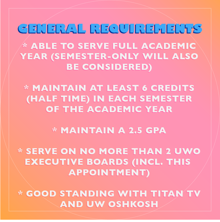 TitanTV57's tweet photo. Titan TV is hiring!! Go to https://t.co/9WpHpYGIFS for applications, position information, and official hiring announcements. Completed applications must be sent via email to stokesj@uwosh.edu by April 10th at 11:59pm. Good luck, applicants! 😊 https://t.co/sl6bEGNzX4