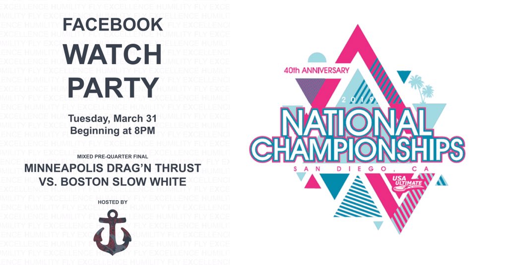 Watch party number two!!! Grab your self isolation chip and beverage of choice and join us online: facebook.com/AnchorUltimate/