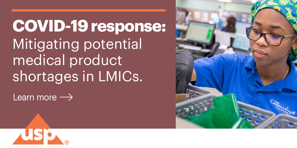 USPharmacopeia's tweet photo. The #COVID19 pandemic is testing global medical supply chains. Read the first of USP’s new series on pandemic preparedness for regulators in #LMICs, which frames how regulatory authorities can help mitigate medical product shortages. https://t.co/JN8beKtzS6 https://t.co/NihlQdDOHI