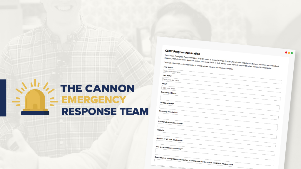 We've launched CERT to help as many small businesses + startups as we can during #COVID19. CERT, or The Cannon Emergency Response Team Program is a program for startups and small businesses experiencing a crisis caused by external forces. Apply now. thecannon.com/the-cannon-eme…