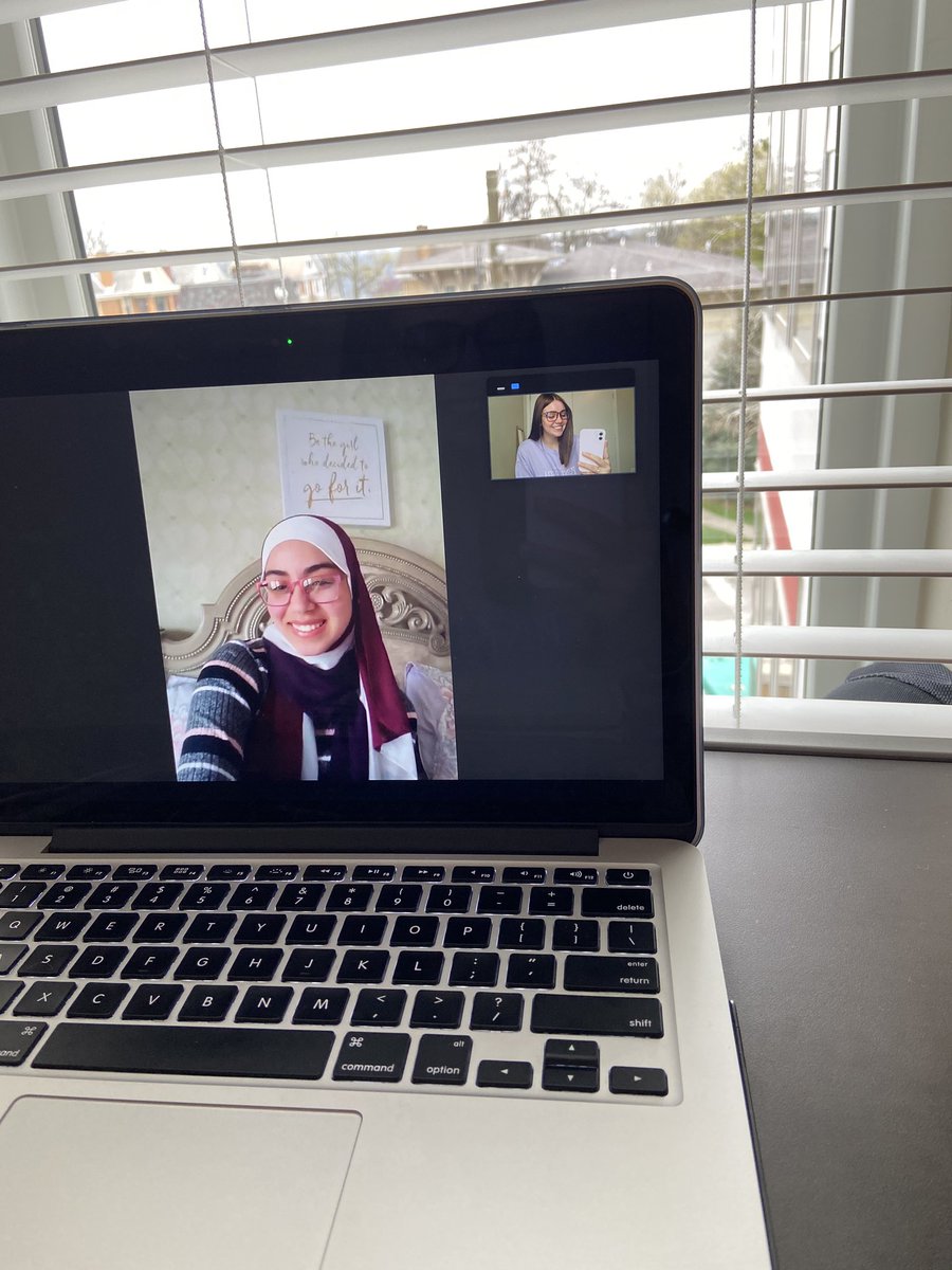 MorganLHillis's tweet photo. .@MariamUcomm and I met up at LEAST 3 times a week this whole semester to plan! Now, thanks to @zoom_us we can still safely practice #SocialDistancing & draft ideas for @U_SPEAK_ from the comfort of our own homes ❤️ (missed seeing your face girl!) #UCommDoesThat https://t.co/rtPbZubDMw