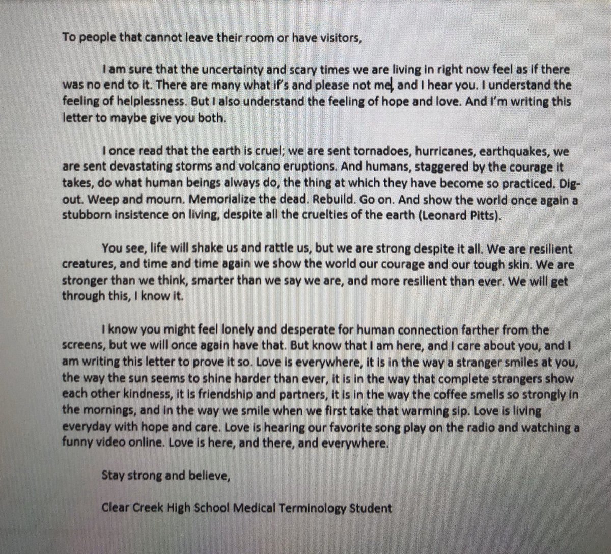 HstLaque's tweet photo. Wow, this girl can write! @CreekWildcats #wildcatstothecore https://t.co/VVKlfvawWl