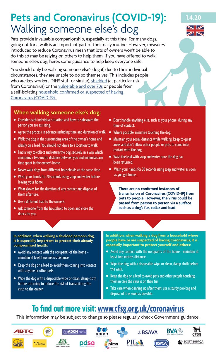 Those of you helping the key workers, the vulnerable &amp; shielded with their dogs thank you so much but please do keep to the careful procedure set out in this helpful guidance: