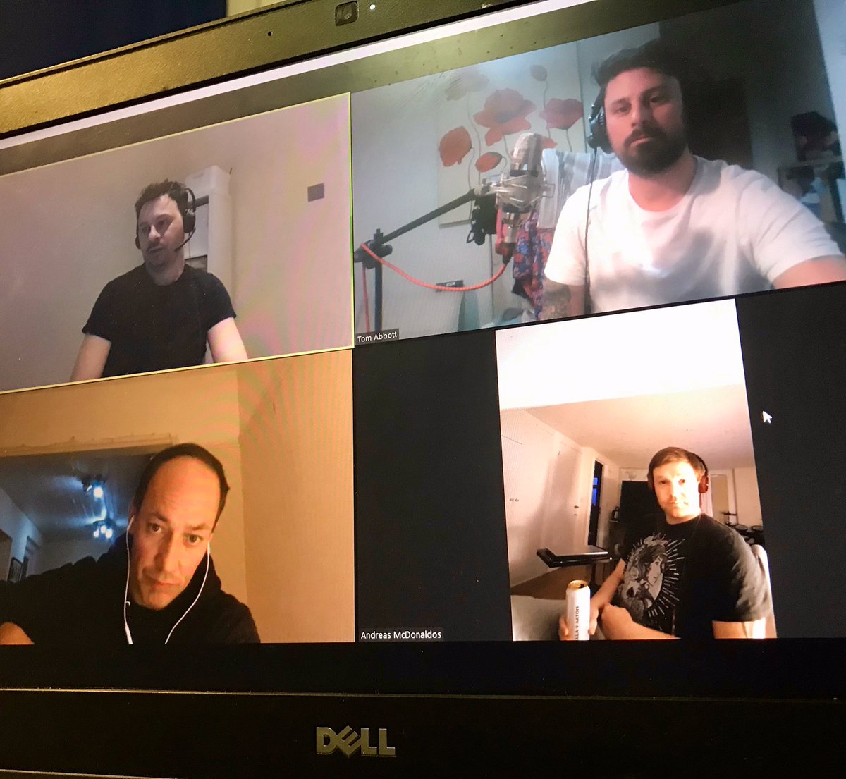 SilentSelfBand's tweet photo. We tried an online rehearsal this evening. It failed quite spectacularly, but was very funny so we’ll worth while! #isolation #lockdown #silentself #rehearsal #videocall #teammeeting #rehearsal #onlinerehearsal #band #livemusic https://t.co/Iv9d8QYNU5