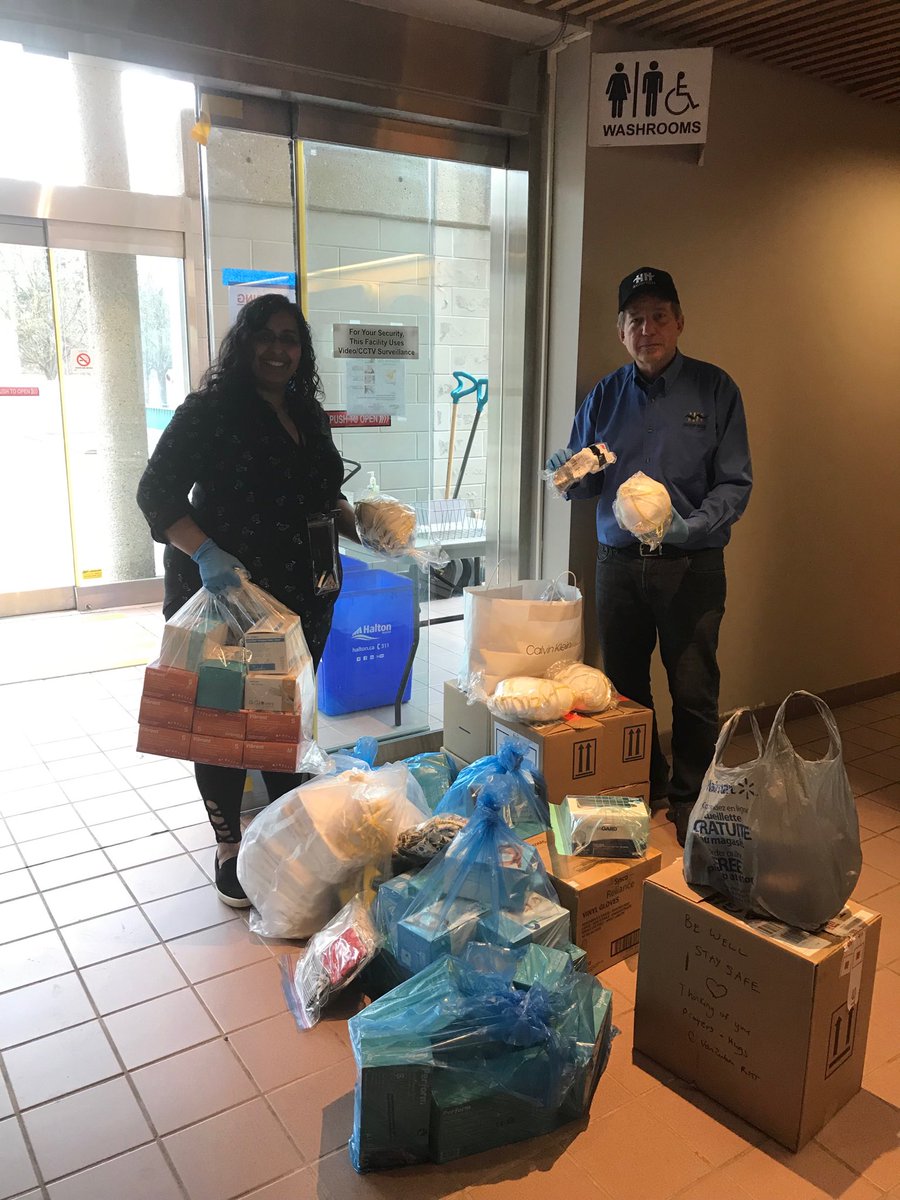 RickBonnette1's tweet photo. What a great start to our PPE drive. Lots of masks, gloves  even protective eyewear for our frontline health workers. ⁦@DocSchmadia⁩ and I are amazed at the generosity of ⁦@_HaltonHills⁩ . Small Town Living at its Best! https://t.co/BzEDYPXT8s