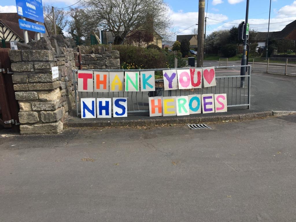 CharfieldPri's tweet photo. We have been busy creating this at school today with the children of key workers in Charfield. 😊  Thank you to all in the NHS who are working so hard at this time. #nhsheroes https://t.co/ioT0Alrx4D