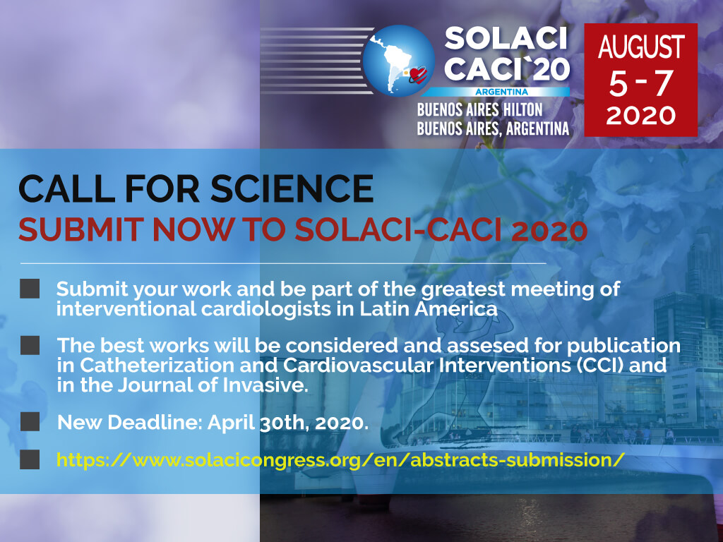 BREAKING NEWS! Deadline extension to submit to SOLACI-CACI 2020. 
Send your work now and participate for the opportunity to publish it in CCI and JIC. 
New Deadline: April 30th, 2020.
solacicongress.org/en/abstracts-s…