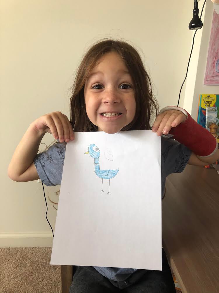 AliensEndeavour's tweet photo. Today the Aliens read “The Pigeon Finds a Hotdog” by Mo Willems and we practiced following step-by-step directions to draw Pigeon. 🐦✏️ https://t.co/4rxh4oAVcZ