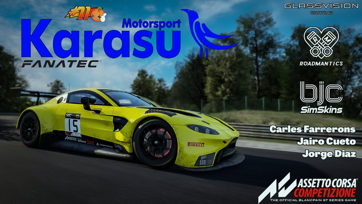 KarasuSimracing's tweet photo. Presentamos a nuestro primer trio para las 3H de Hungaroring de @Assetto_es !

KARASU ROADMANTICS
- @Sim4fuN 
- @jairosr17 
- @jorgedigar 

Mañana presentaremos a otro de nuestros equipos. https://t.co/5a3kLcu3U0