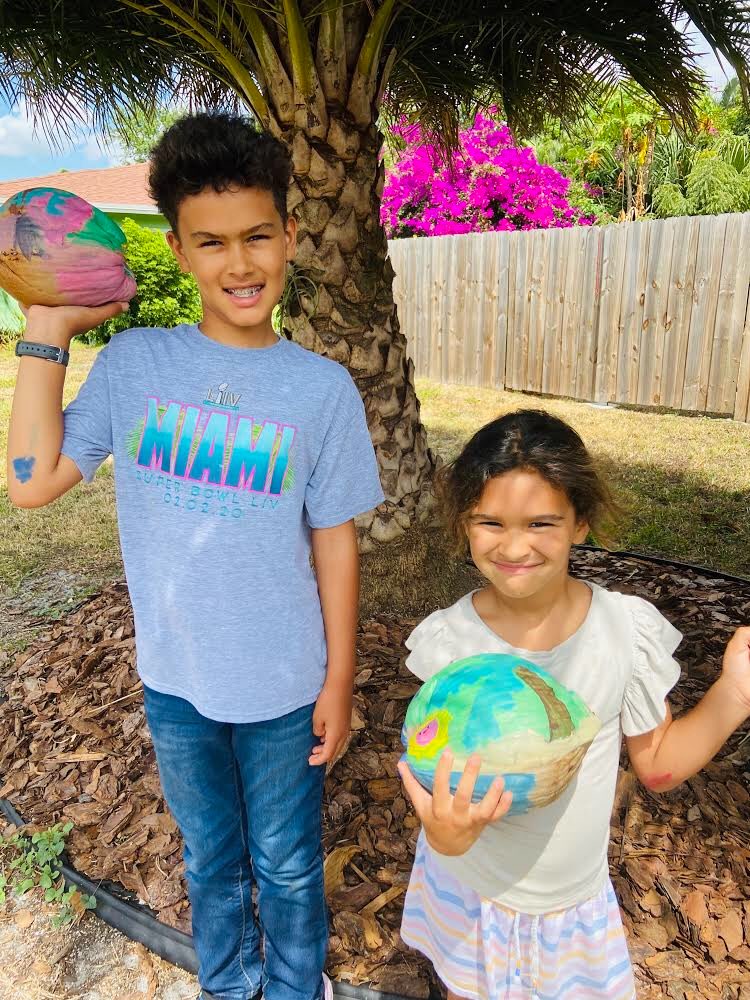 PineCrestArts's tweet photo. Kaysan Rendys #PC2030 #PCGrade2 has been using his #PCVisualArts talents to create and paint 🎨 positivity coconuts 🥥 for his neighbors as a way to brighten ☀️ everyone’s day. #PCFineArts #PCCreativity @PineCrestSch https://t.co/y28EZsOSO3