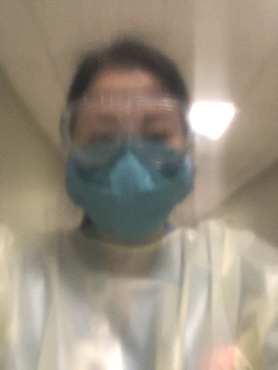 sarchong's tweet photo. When you have to take pictures through plastic: Here I am on my way in, into the “red zone”- the ICU.  I’m breathing heavy, I don’t know what the next hours will bring.  All I can think in my head is, “I was meant for this, I’ve done this.  I am a CCRN.” @AACNme https://t.co/7XlAK5GpfU