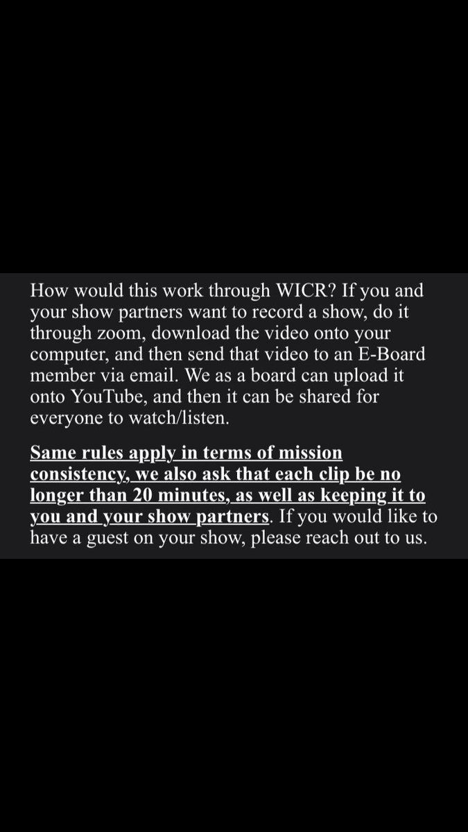 iona_wicr's tweet photo. ‼️‼️

Important announcement regarding our shows for the rest of the semester! https://t.co/aWCHe8HQfI