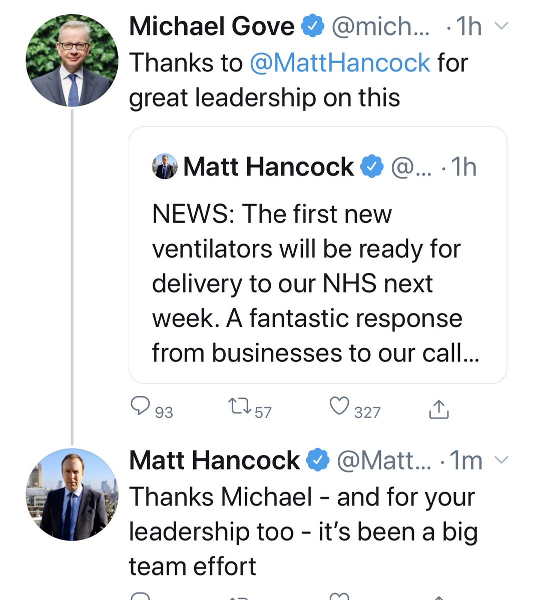 piersmorgan's tweet photo. Are you f*cking kidding me? You’re both slapping each other’s backs about Britain’s chronic failure to have enough ventilators as the death toll hits record numbers? Wow. https://t.co/0lkZzKKAc2