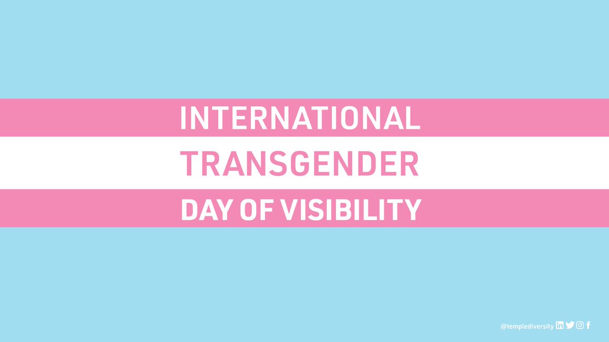 To our transgender and non-binary communities at our Temple campuses, in Philadelphia, and all around the world: Happy #TransDayOfVisibility. You are seen, valued, supported, and we always stand with you, today and every day. 💗🤍💙