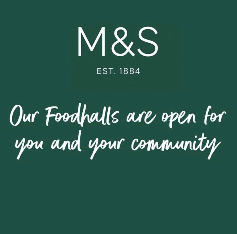 BazHarker's tweet photo. M&amp;S Stamford are here #ToFeedTheNation and support the NHS, Emergency Workers and the vulnerable with Special Shopping Hours.
M&amp;S Stamford is open Monday to Friday 08.00-20.00 Saturday 08.00-19.30 Sunday 10.00-16.00.
Please see below the Special Shopping Hours https://t.co/1R7cZxNCF7