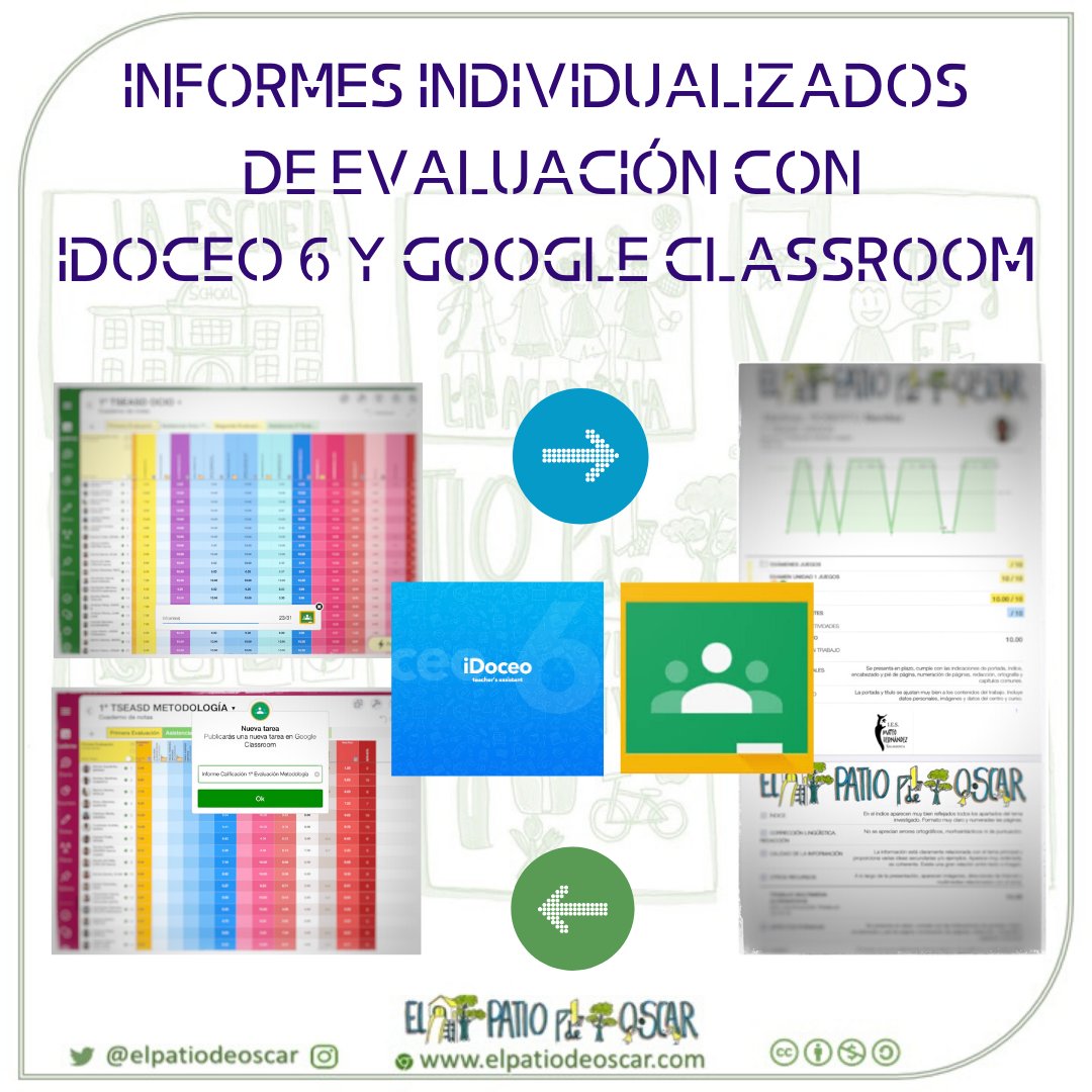 elpatiodeoscar's tweet photo. Hoy han recibido los alumnos de 1º #TSEAS del @IES_Mateo los informes de la 2ª Evaluación de sus módulos a través de #Classroom @GoogleForEdu generados en @idoceo @idoceo_es ¡Buen trimestre chic@s! #tiCyL #formaciónCyL #FP_SA #Compartoblog #digitaliza_accion1920 #QuedateEnCasa https://t.co/ekTtrm3QHW