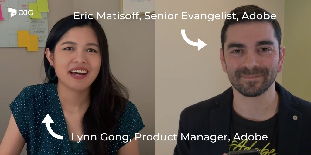 djournalgroup's tweet image. Lynn Gong and Eric Matisoff demoed @Adobe's #ProjectDuallyNoted at #AdobeSummit: Through collaborative #AR, you can share annotations wherever you are, on whatever you're reading. (In this case: A remote design review of a soon-to-publish book.)