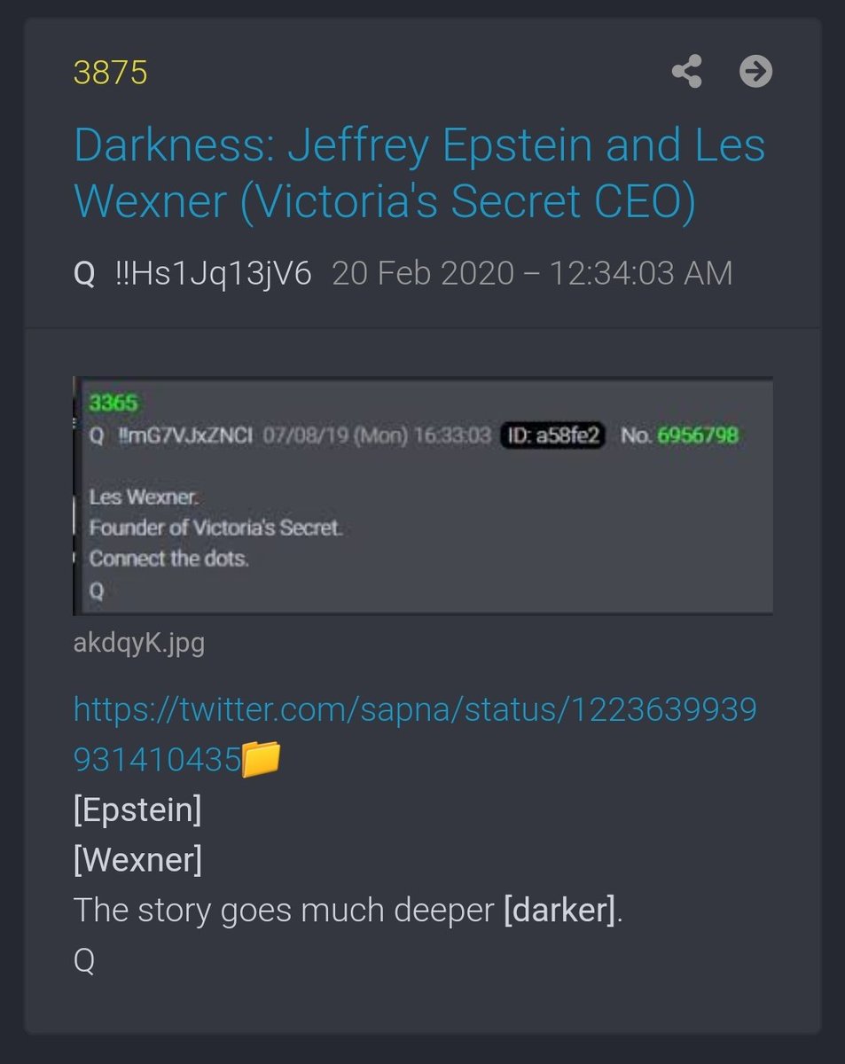 34. THE STORY GOES MUCH DEEPER AND DARKERJust came across this Q post and, not to brag, but I think I nailed it