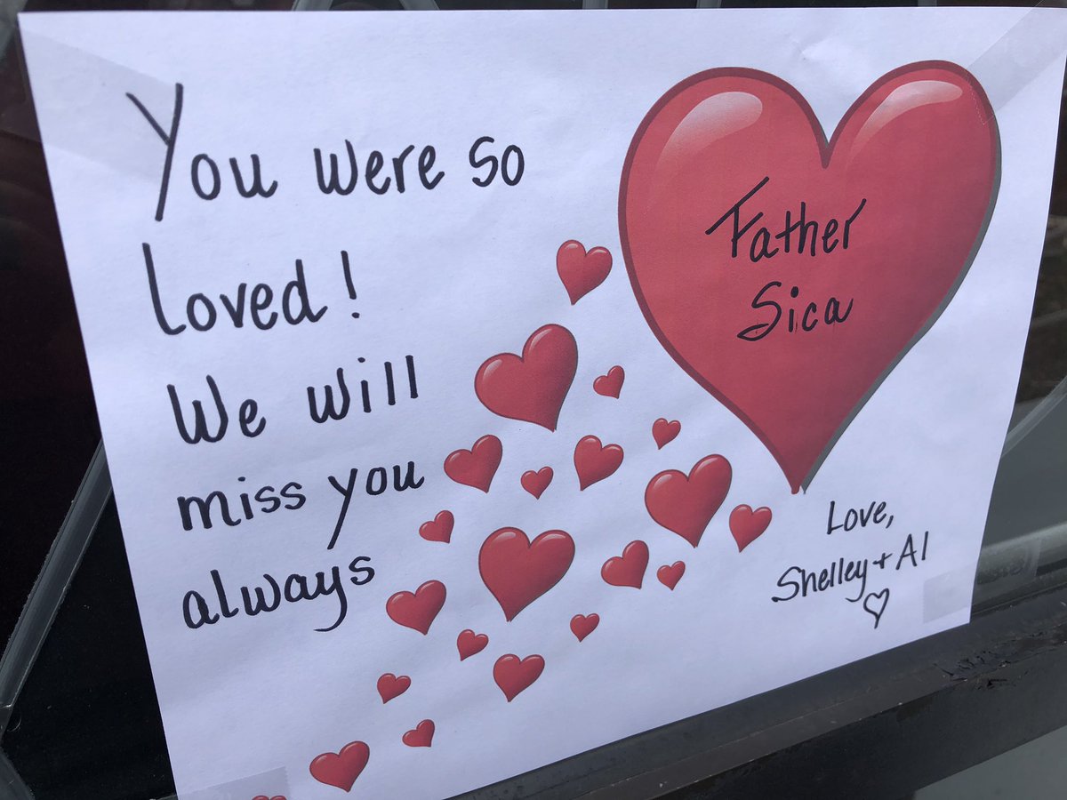 nhurchick's tweet photo. A sign and flowers sit outside of Immaculate Conception of the Blessed Virgin Mary Church in Scranton as parishioners mourn the loss of Father Joseph Sica.@WNEP https://t.co/2KsOY17o7l