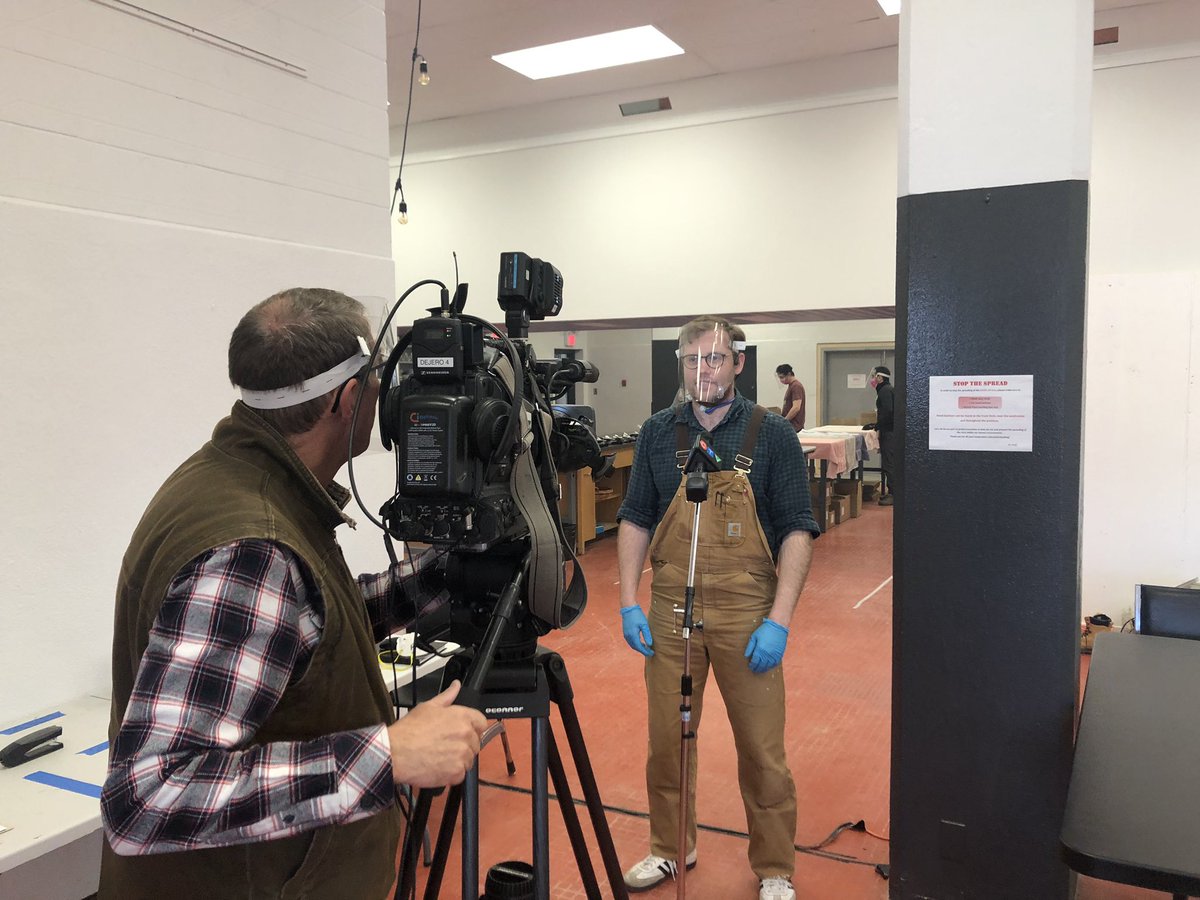 Thank you so much to <a href="/CTVNews/">CTV News</a> for coming by to learn about our production of PPE face shields. Stay tuned to CTV National News tonight with @LisaLaFlammeCTV at 11PM #TheCanadianShield